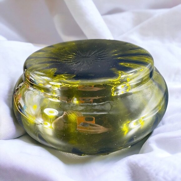 Vintage Empoli Italian Glass Large Bowl Dish Centerpiece Hand Blown Green Italy - Picture 2 of 15